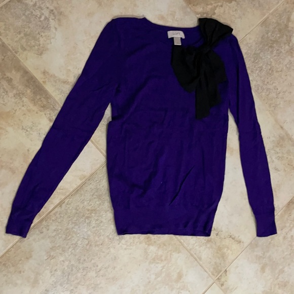 LOFT Sweaters - Loft Purple Sweater with Black Bow XS